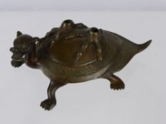 A Bronze Meiji Period Figure of a Turtle, approx 11 x 5 cms (af)