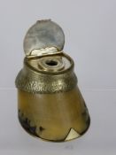 A Victorian Silver Plated Horse Shoe Ink Well, with original glass liner.