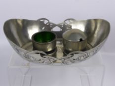 An Arts & Crafts 1920's Style Tudric Pewter Fruit Bowl, together with a Liberty's pewter mustard and