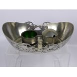 An Arts & Crafts 1920's Style Tudric Pewter Fruit Bowl, together with a Liberty's pewter mustard and