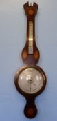 A Banjo Mahogany Barometer, shell form inlay with contemporary dial.