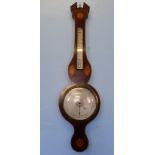 A Banjo Mahogany Barometer, shell form inlay with contemporary dial.