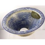 A Victorian Blue and White Ceramic Toilet Bowl, for integration with a porcelain base, approx 22 x