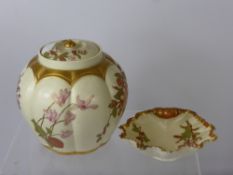Two Royal Worcester Melon Form Ginger Jars and Covers, hand painted with floral decoration