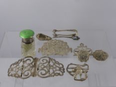 A Quantity of Silver and Silver Plate, including a boot hook, various nursing belt buckles, a cut