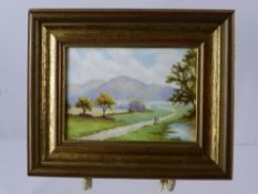 A Hand Painted Porcelain Plaque, depicting a riverside scene, signed lower left Francis Clark,