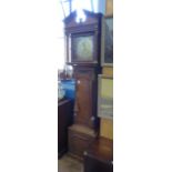 S. Spalding, Croydon, Oak Long Case Clock, the clock with split pediment, column supports and