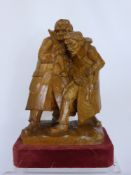 An Interesting Oak Carving Depicting Two Gentlemen in Long Coats, possibly carved by Polish