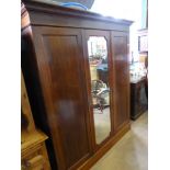 A Mahogany Wardrobe, decorative inlay to the cupboard doors, fitted interior, approx 170 x 207 x