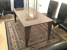 A Contemporary Red Granite Dining Room Table. Approx Size 180 x 90 x 71 cms