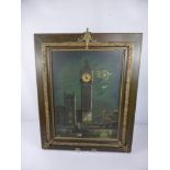 An Antique Novelty Big Ben Picture Clock, with Mother of Pearl highlights, believed to be in working