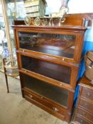 A Globe-Wernicke Library Glaze Fronted Book Case, with decorative beaded gallery, single drawer