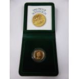 A 1980 Solid Gold Proof Half Sovereign, in original box with certificate.