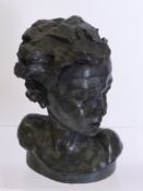 Ron Moll Contemporary Bronzed Cold Cast and Resin Bust of a Young Girl, entitled "Bellissa" signed