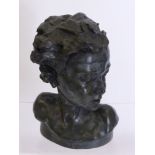 Ron Moll Contemporary Bronzed Cold Cast and Resin Bust of a Young Girl, entitled "Bellissa" signed