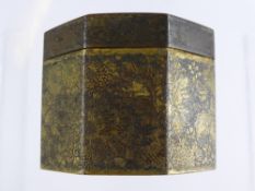 A Japanese Meiji Period Gilt Bronze Octagonal Box, decorated with profuse chrysanthemum design,