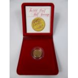 A 1980 Solid Gold Proof Full Sovereign, in original box with certificate.