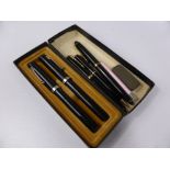 A Collection of Vintage Pens, including Parker, Duofold ink and propelling pencil, Sheaffer ink