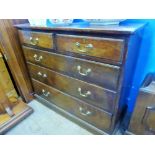 An Oak Chest of Drawers, two short and three long drawers, with brass swan neck handles, approx