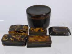 Miscellaneous Snuff Boxes, including lacquer, wood, tortoiseshell and brass, approx 16. (af)