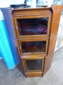 An Edwardian Mahogany Glaze Fronted Corner Cabinet, each cupboard with decorative inlay, approx 82 x