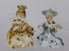 Two Continental Hand Painted Nodding Figures, in the Oriental style depicting a man and a lady.