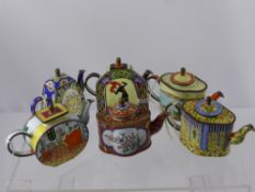 Six Trade & Aid Enamel Miniature Tea Pots of various designs. (6)