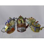 Six Trade & Aid Enamel Miniature Tea Pots of various designs. (6)