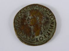 A Bronze Roman Coin, depicting Agrippina to one side and her three daughters to the other,