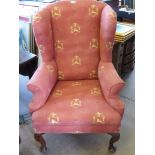 A Large Georgian Style Wing Back Arm Chair.