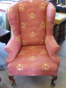 A Large Georgian Style Wing Back Arm Chair.