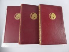 A Set of Rudyard Kipling Leather Bound Books, with gilt tooling to spine and cover.