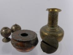 Miscellaneous Items, including an antique Tibetan tiger bell with mask decoration, a copper