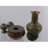 Miscellaneous Items, including an antique Tibetan tiger bell with mask decoration, a copper