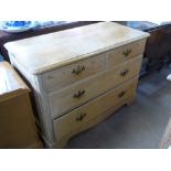 A Pine Chest of Drawers, two short and two long with brass swan neck handles, approx 50 x 106 x 75