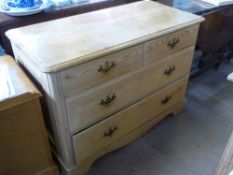 A Pine Chest of Drawers, two short and two long with brass swan neck handles, approx 50 x 106 x 75