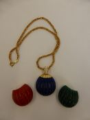 A Christian Dior Triple Necklace Pendant Set, by Henkel & Grosse, the necklace with three