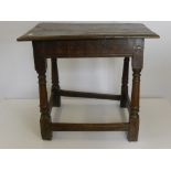 An Oak 18th Century Low Table, straight stretchers.
