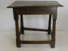 An Oak 18th Century Low Table, straight stretchers.