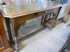 An Oak Console Table, with decorative carving, approx 116 x 35 x 75 cms, turned legs with straight