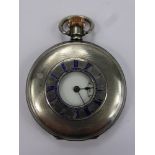 A Gentleman's Dennison Self Wind Half Hunter, solid silver and enamel pocket watch, the watch having