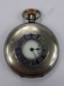 A Gentleman's Dennison Self Wind Half Hunter, solid silver and enamel pocket watch, the watch having