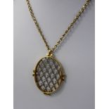 An 18 Ct Yellow and White Gold and Diamond Lattice Pendant, 750 hallmark on 9 ct gold chain,