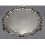 A Hammered Silver Card Tray, Sheffield hallmark dd 1907, mm David & Morris Davis, the tray with