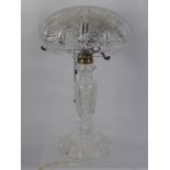 A Bohemian Cut Glass Lamp Base and Shade. Lamp Base approx 47 cms.