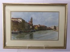 A Pen and Wash Watercolour, depicting a Venetian scene signed Robert Williams, lower right approx 39