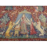 A Tapestry in the Flemish Style, from the series of The Lady and the Unicorn approx 143 x 105 cms.