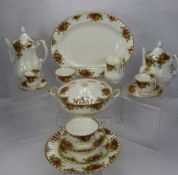 A Royal Albert "Old Country Roses" Dinner Service, Tea Set and Coffee Set, comprising one meat