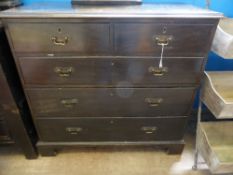 An Antique Stained Oak Graduated Chest of Drawers, two short and three long with brass swan neck