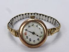 A Lady's Vintage 9 ct Gold 375 Hallmark Rolex Wrist Watch, the watch case stamped "Rolex" mm W & D